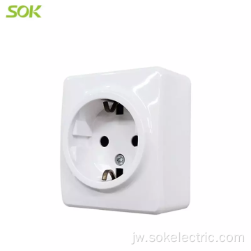 1Gang Schuko Outlet tanpa Shutter Surface Mounted sockets